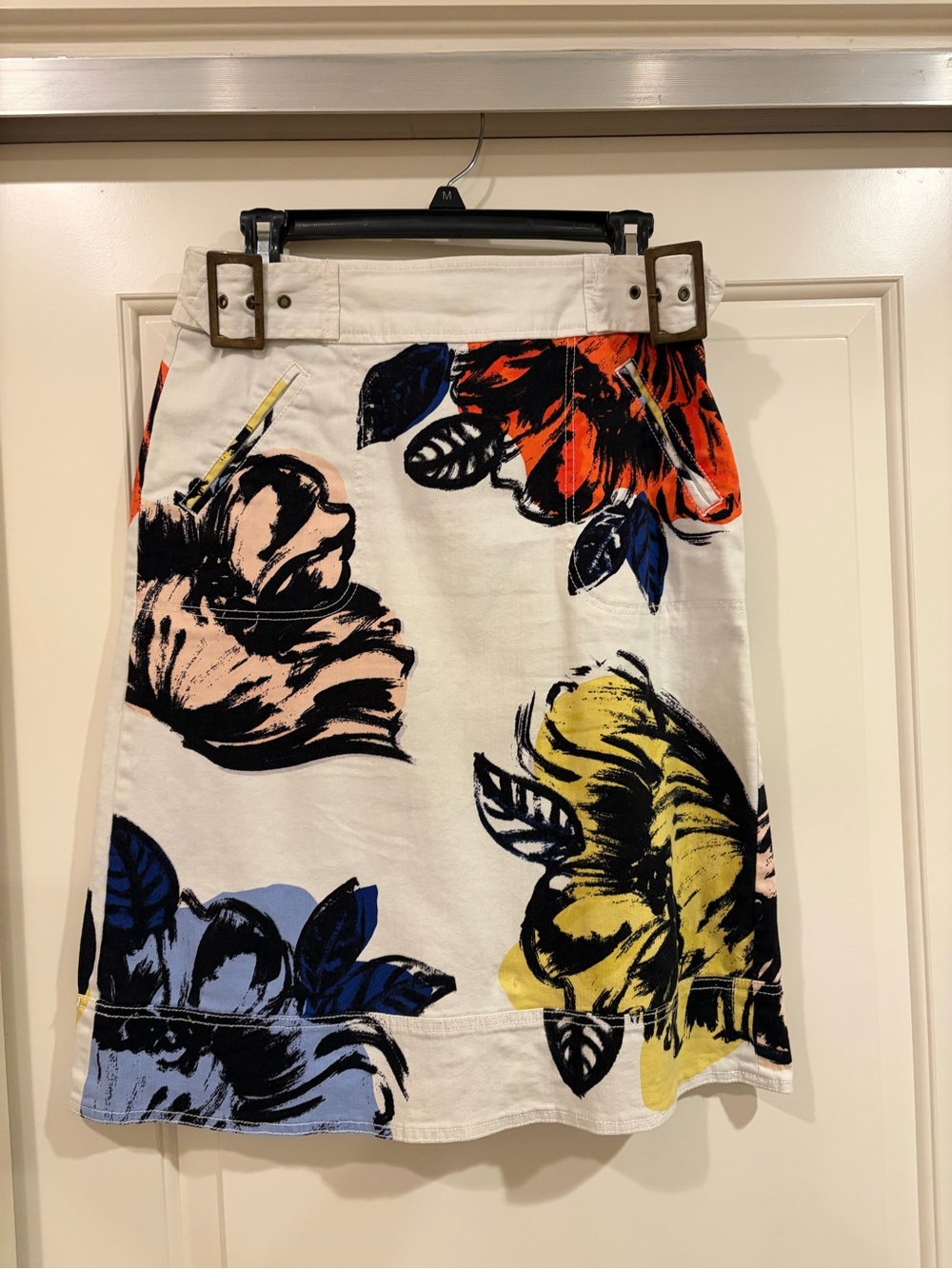 Anthropologie Maeve Floral Buckle Skirt